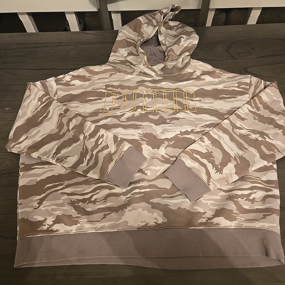 Puma Elephant Skin Camouflage Cropped Hoodie Camo Hoody Women's XL